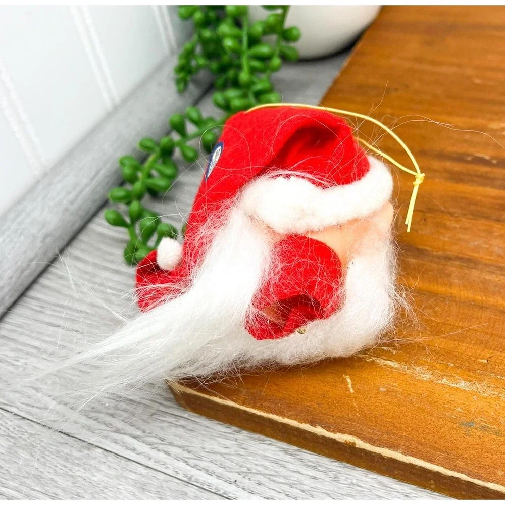 Vintage Kitschy Santa Ornament:‎ Retro Plastic Santa Head with Felt Hat